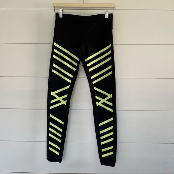 Alo Yoga Striped Black Glow in the Dark Leggings - Picture 1 of 6